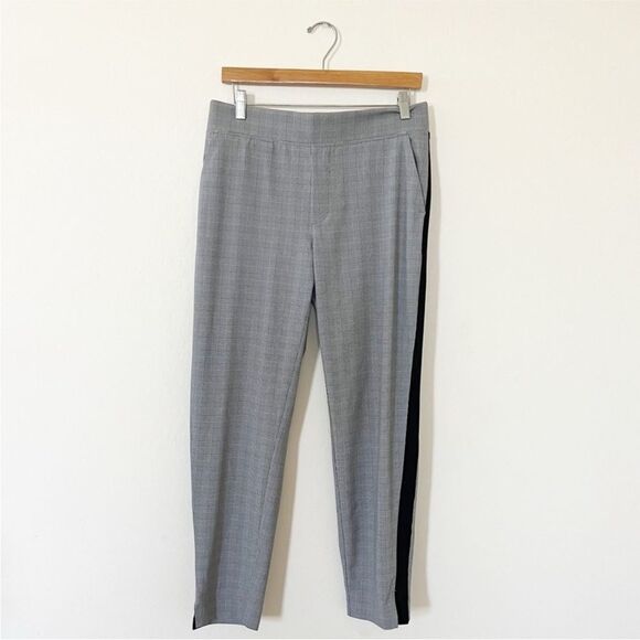 Athleta 4P Brooklyn Plaid Ankle Pant Side Stripe Stretch Pockets Checkered Black - Picture 6 of 13